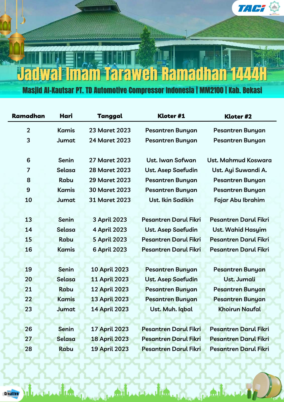 Jadwal Imam Tarawih