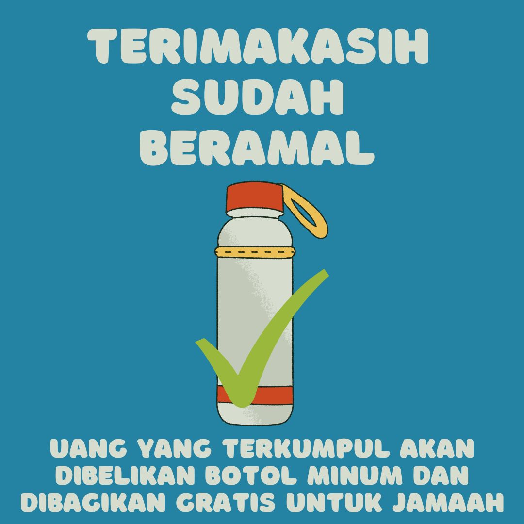 Kotak amal khusus untuk peserta kajian yang ingin beramal botol minum