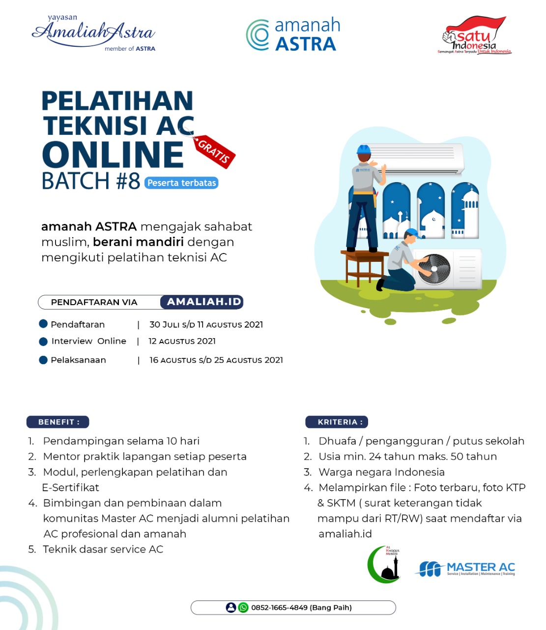 Pelatihan Teknisi AC Online Batch#8 Amanah Astra